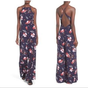 Astr the Label Navy Blue Floral Jumpsuit sz S